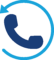 phone-circle-icon Blue phone handset with a circular arrow, representing call back or phone support.